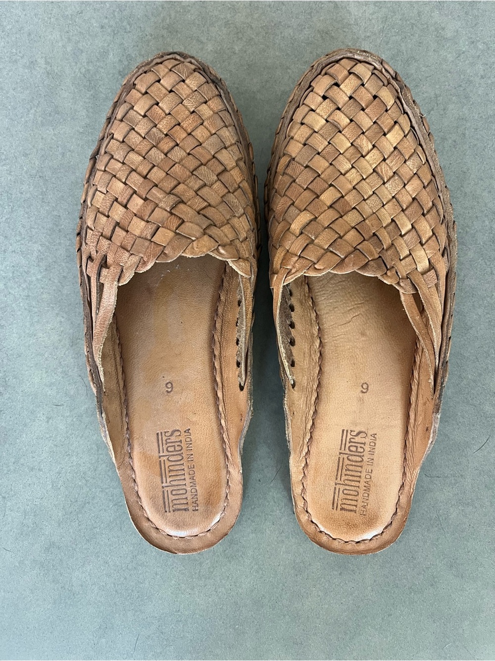 Mohinders - Handmade Woven Leather Slip-On Loafers - Brown - Size 9